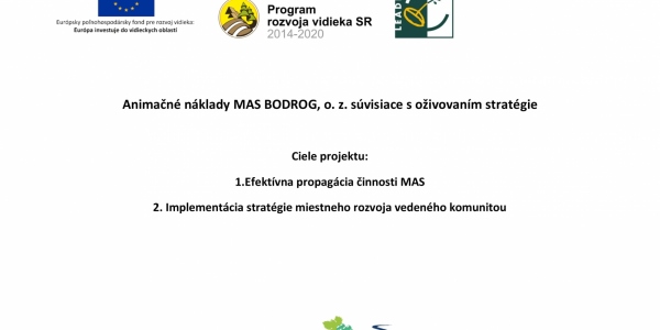 Animačné náklady MAS BODROG, o. z. súvisiace s oživovaním straté